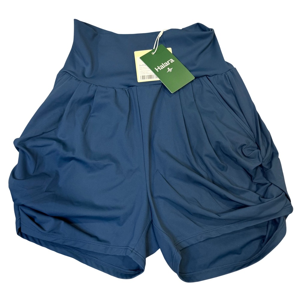 Halara SoftlyZero Airy High Waisted Active Shorts Blue Teal XS NWT